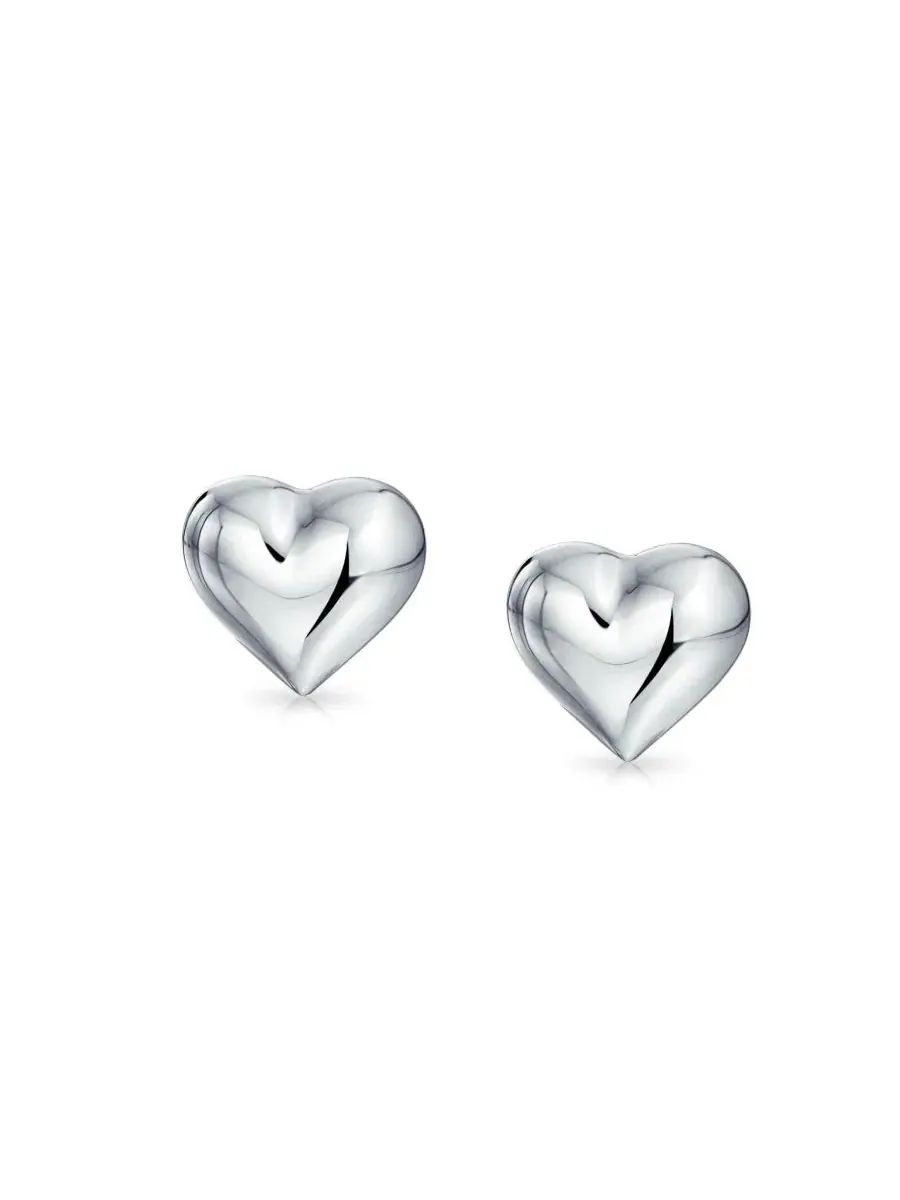Серьги-гвоздики с сердцем из стерлингового серебра Bling Jewelry — изображение 2 из 5, оттенок серебряный