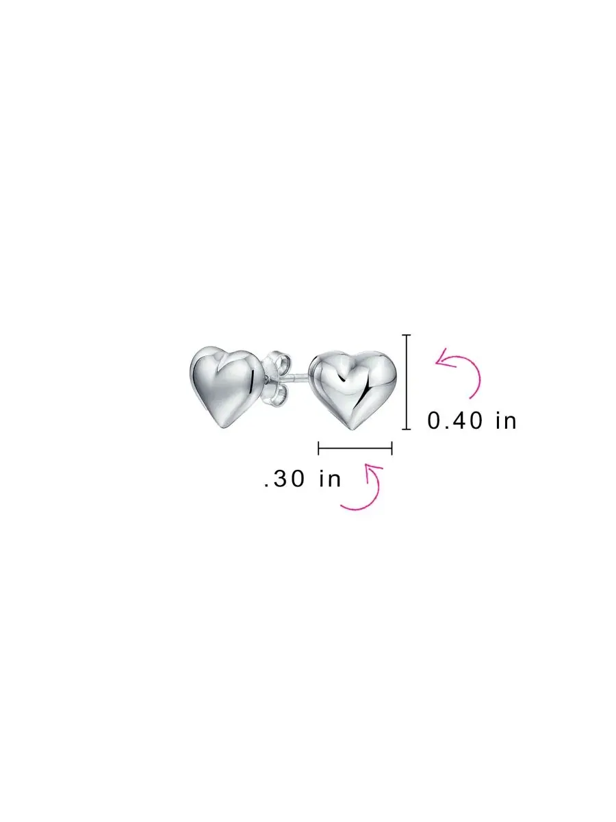 Серьги-гвоздики с сердцем из стерлингового серебра Bling Jewelry — изображение 4 из 5, оттенок серебряный