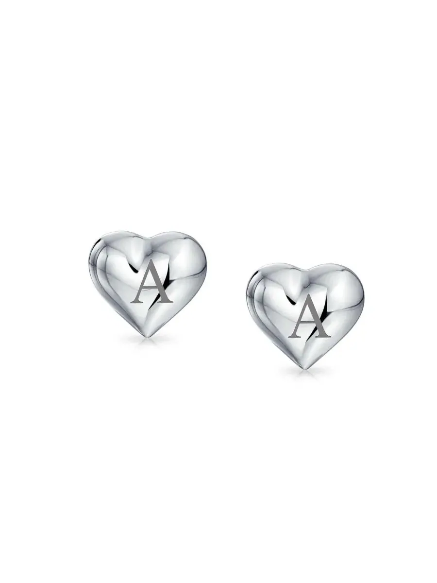 Серьги-гвоздики с сердцем из стерлингового серебра Bling Jewelry — изображение 5 из 5, оттенок серебряный