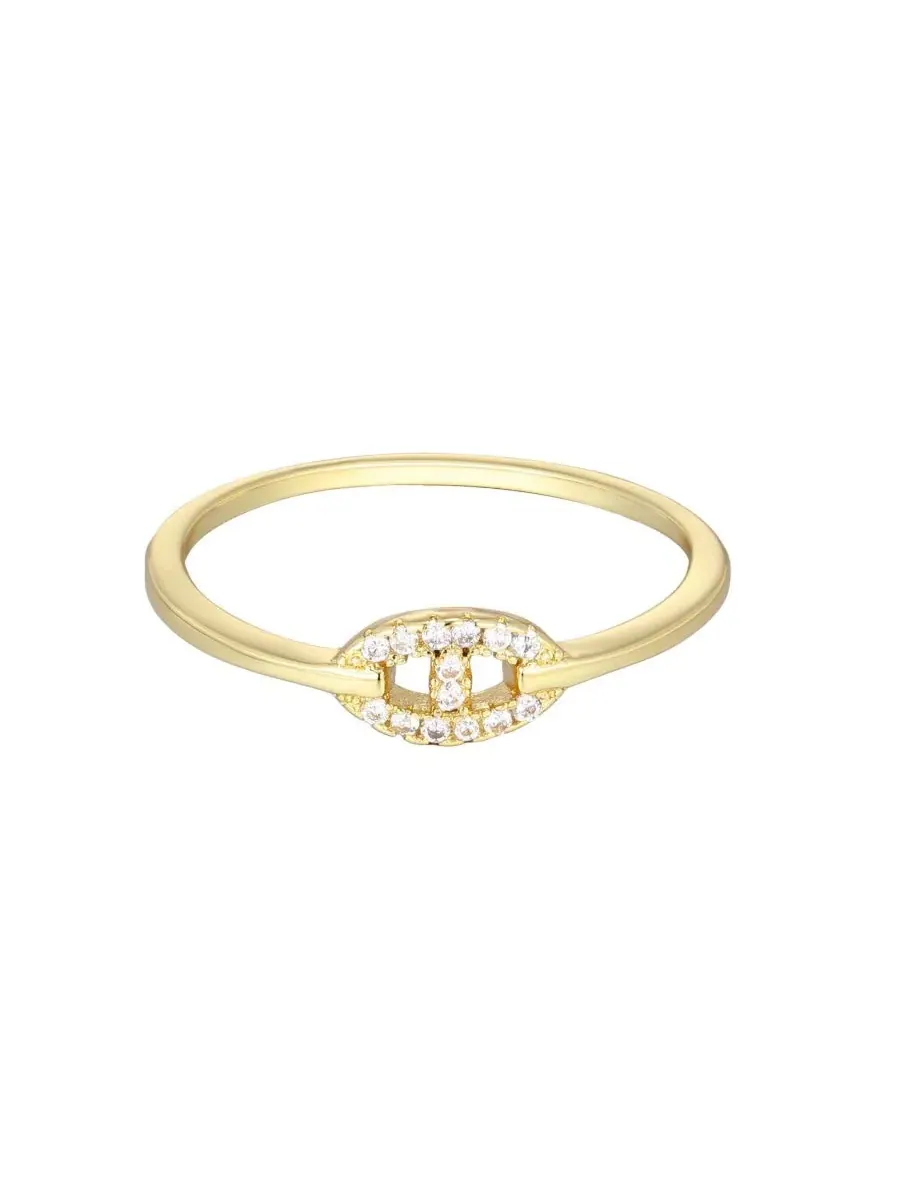 Кольцо-цепочка с кубическим цирконием Gold ADORNIA