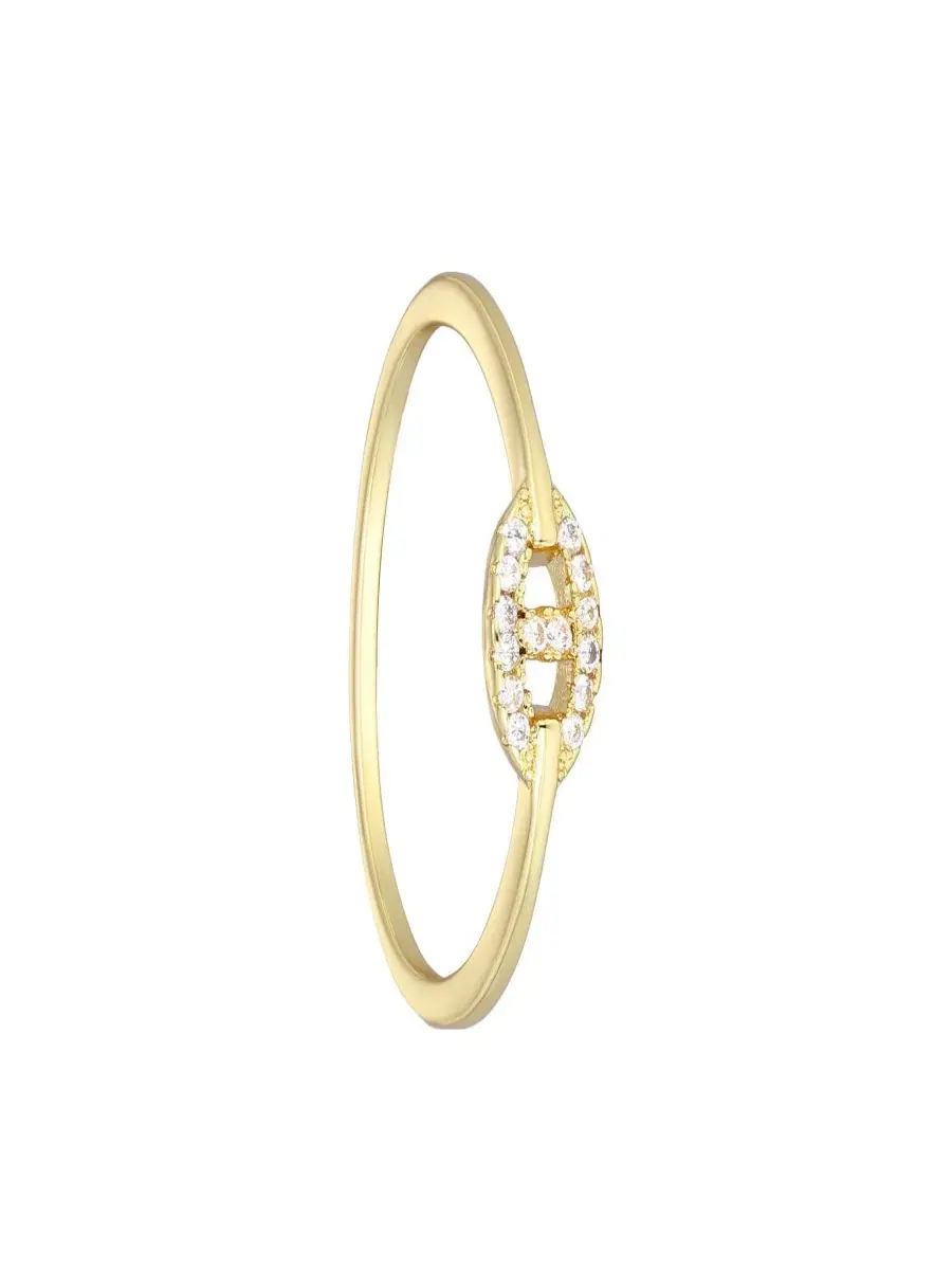 Кольцо-цепочка с кубическим цирконием Gold ADORNIA — изображение 2 из 3, оттенок золото