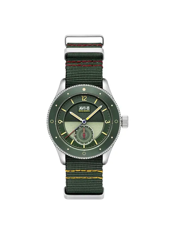 Мужские часы Flyboy Airmaster Sector Meca-Quartz с зеленым нейлоновым ремешком, 40 мм Avi-8