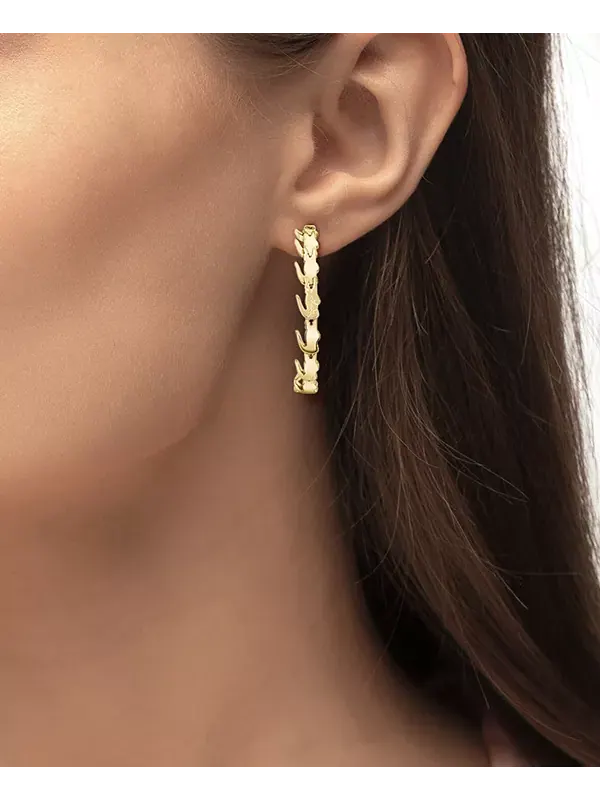 Серьги-Кольца из крокодила среднего размера, 2 дюйма Lacoste — изображение 4 из 4, оттенок золото