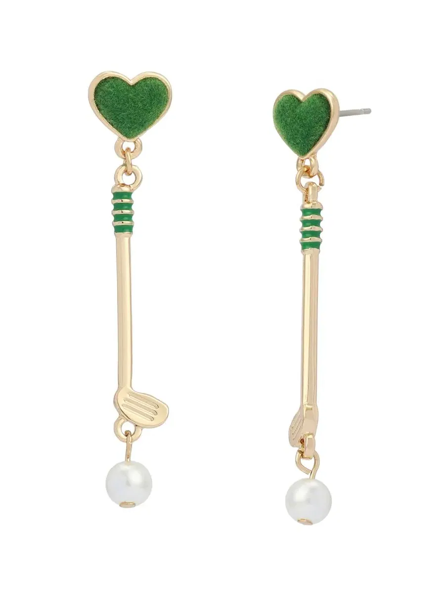Серьги-подвески с кулоном для гольфа Faux Mother of Pearl Stone Golf Club Betsey Johnson