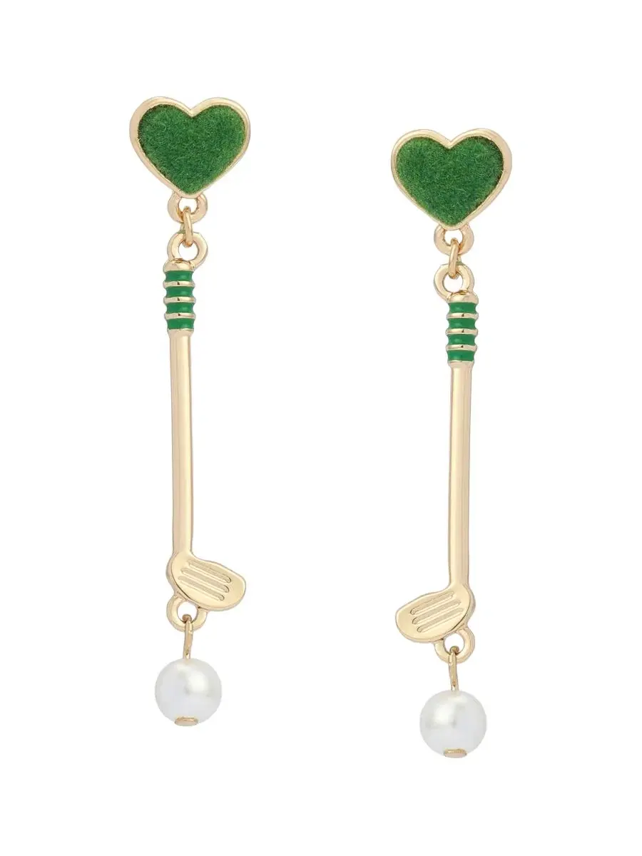 Серьги-подвески с кулоном для гольфа Faux Mother of Pearl Stone Golf Club Betsey Johnson — изображение 2 из 4