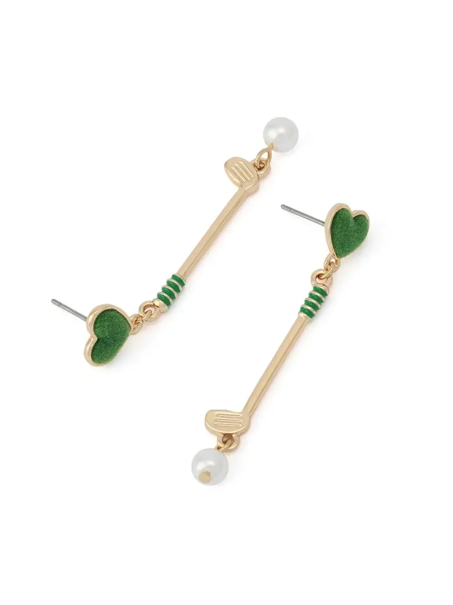 Серьги-подвески с кулоном для гольфа Faux Mother of Pearl Stone Golf Club Betsey Johnson — изображение 3 из 4