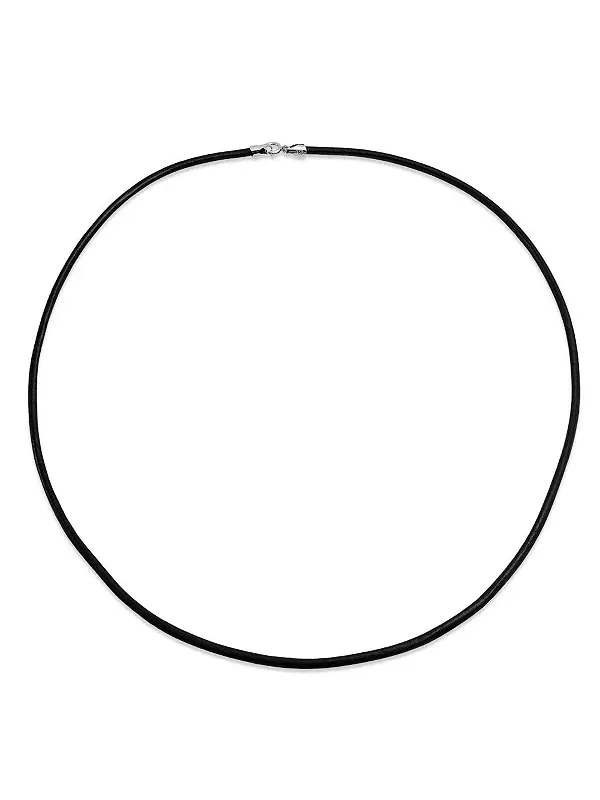 Ожерелье из черного кожаного шнура с посеребренной застежкой Bling Jewelry — изображение 3 из 3, оттенок черный