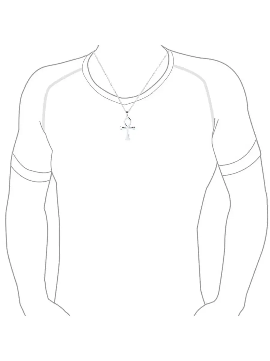Кулон-крест Анкх с цепочкой, модель Spiritual Ankh Cross Pendant Bling Jewelry — изображение 2 из 3, оттенок серебряный