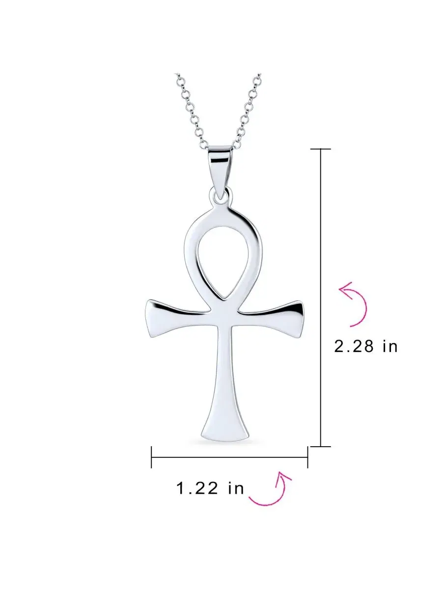 Кулон-крест Анкх с цепочкой, модель Spiritual Ankh Cross Pendant Bling Jewelry — изображение 3 из 3, оттенок серебряный