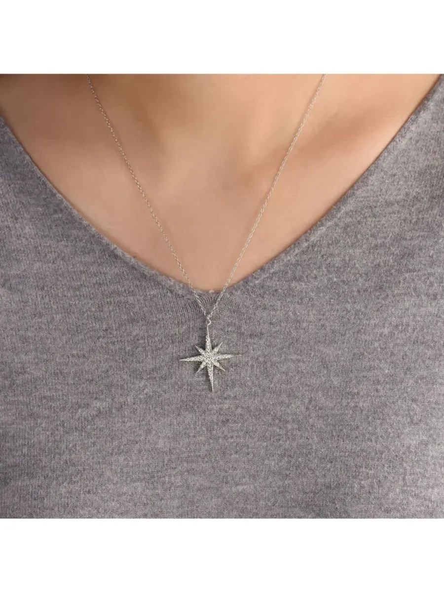 Подвеска-кулон с цепочкой из стерлингового серебра с цирконием, модель Celestial Pave Cubic — изображение 3 из 4