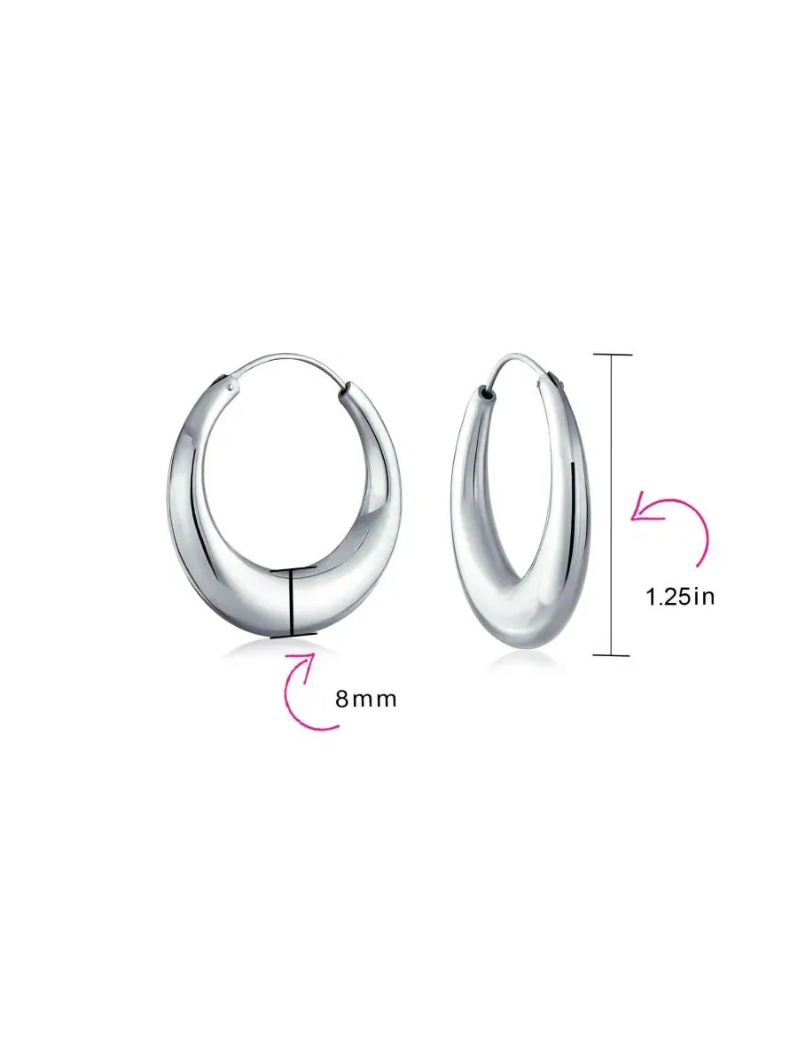 Серьги-кольца из стерлингового серебра с полировкой, модель Crescent Moon Shape Tapered Tube Puff — изображение 4 из 4