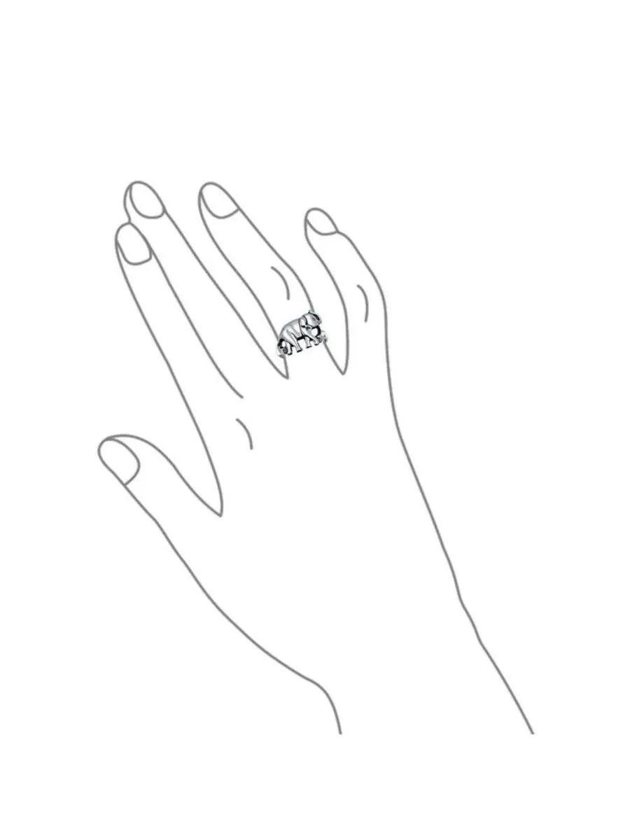 Кольцо 2,5 мм с дизайном слона и поднятым хоботом Good Luck Trunk Up Bling Jewelry — изображение 3 из 3, оттенок серебряный