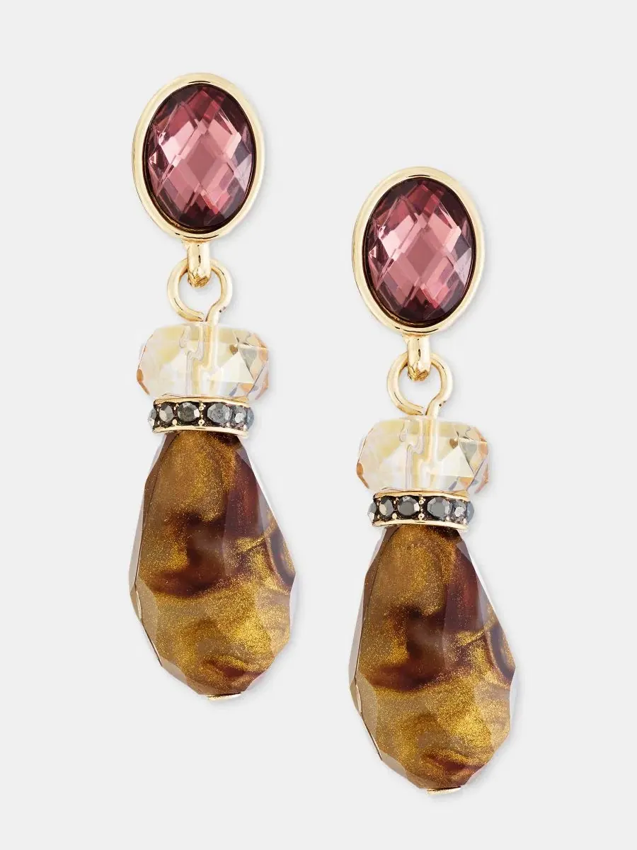 Серьги-подвески с камнем и бусиной Anne Klein
