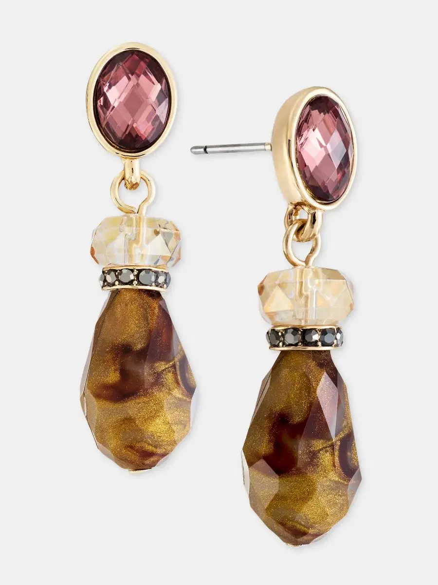 Серьги-подвески с камнем и бусиной Anne Klein — изображение 2 из 3, оттенок мульти