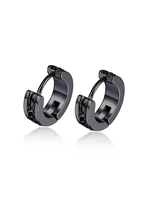 Серьги-Кольца Huggie Hoops из нержавеющей стали с черным покрытием Metallo