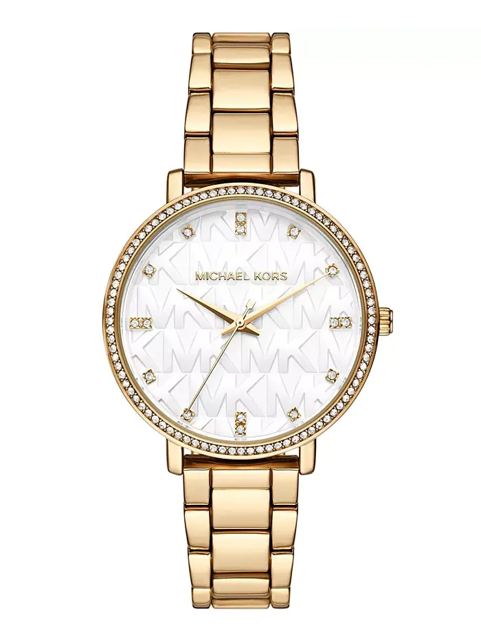 Женские часы-браслет Pyper с тремя стрелками золотистого цвета 38 мм Michael Kors — изображение 1 из 5, оттенок золото
