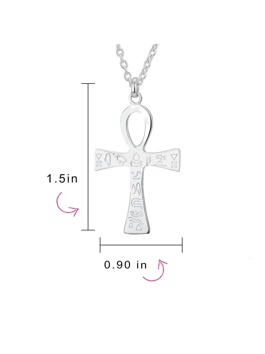 Кулон-крест анкх с иероглифами Bling Jewelry — изображение 2 из 4, оттенок серебристый