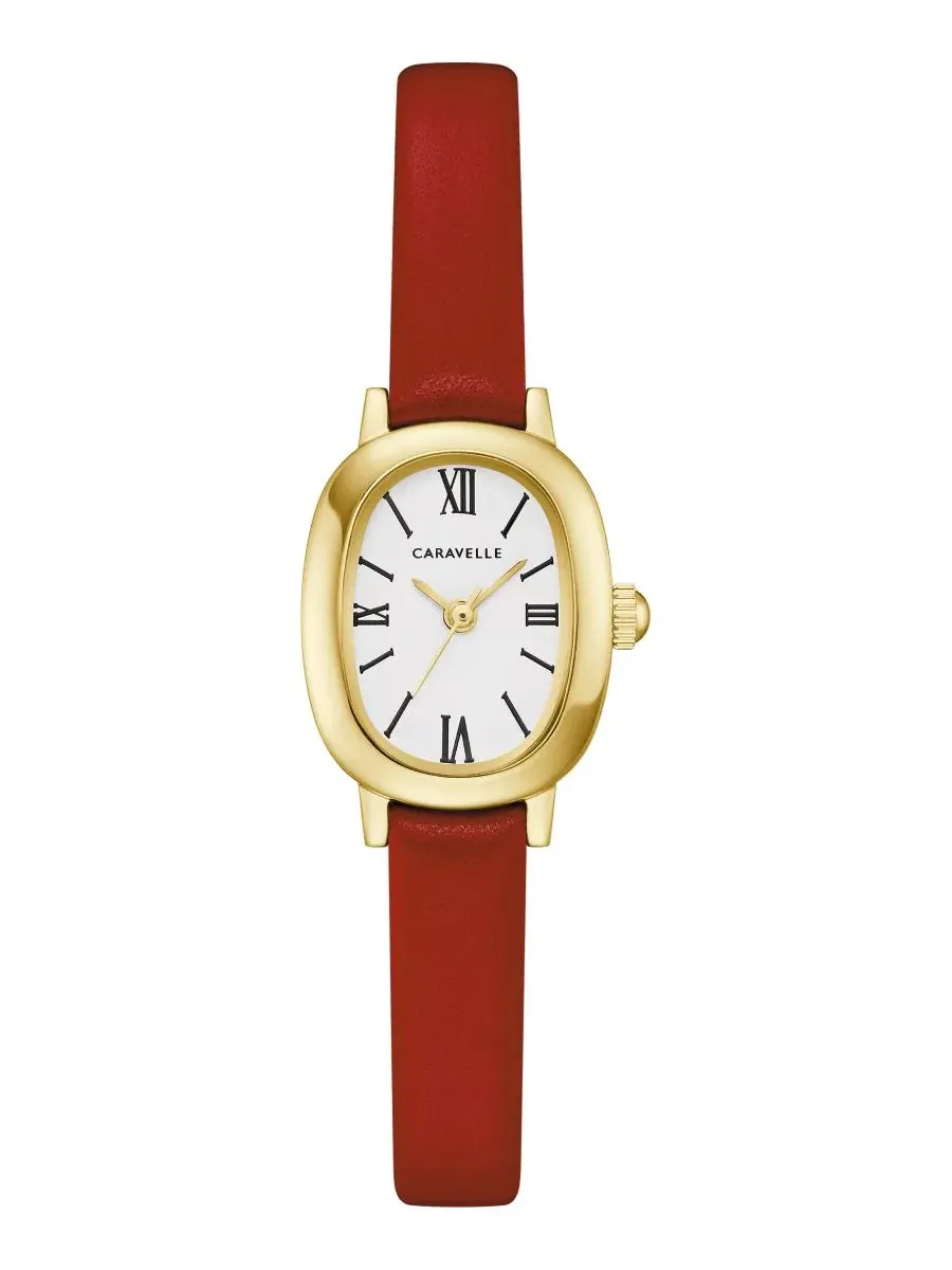 Женские наручные часы с кожаным ремешком, 18,5 мм Caravelle — красный