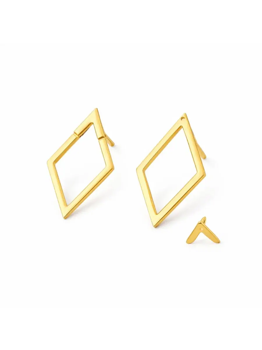 Серьги-подвески с открытым ромбом и шевронным гвоздиком Rebl Jewelry