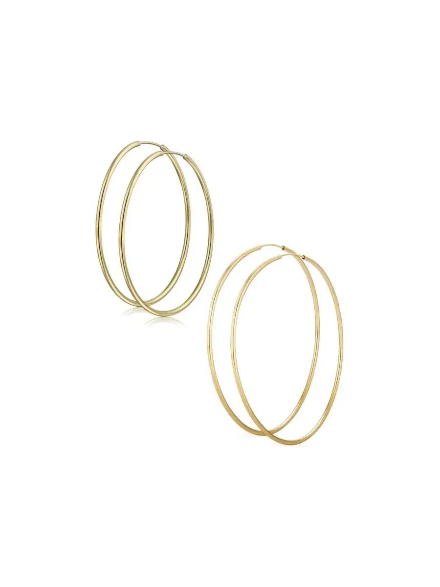 Серьги-кольца из латуни с золотым покрытием, набор из 2 пар Bling Jewelry