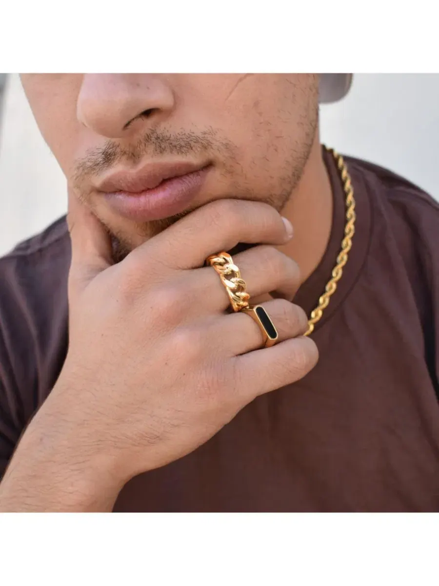 Кольцо из нержавеющей стали Sadie Link Chain Rebl Jewelry — изображение 2 из 3, оттенок золото