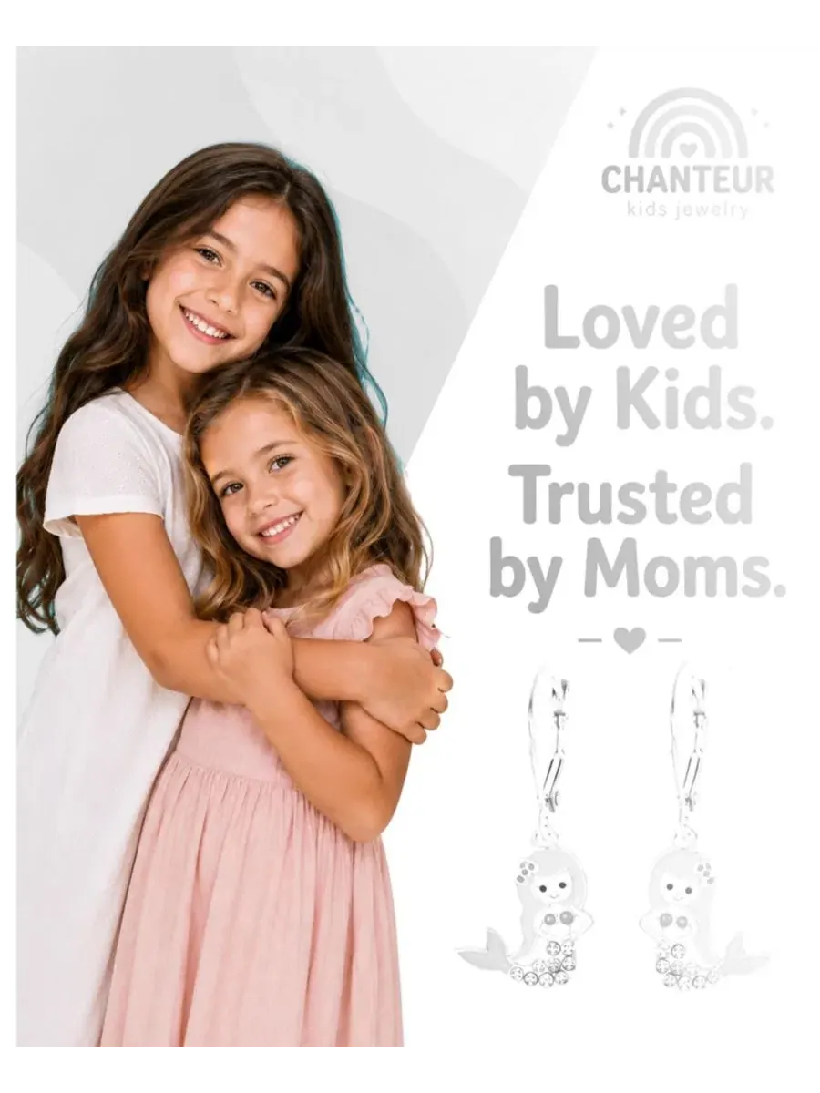 Серьги-пусеты с мермейд-подвеской из стерлингового серебра Chanteur — изображение 2 из 4, оттенок нет цвета