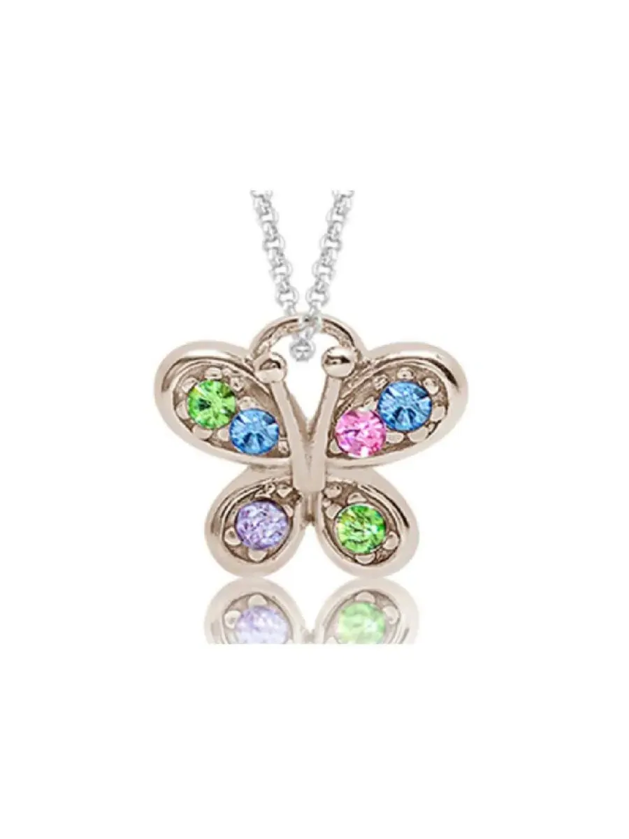 Детское колье с кулоном-бабочкой Girl Butterfly Crystal Chanteur — изображение 2 из 3, оттенок серебряный