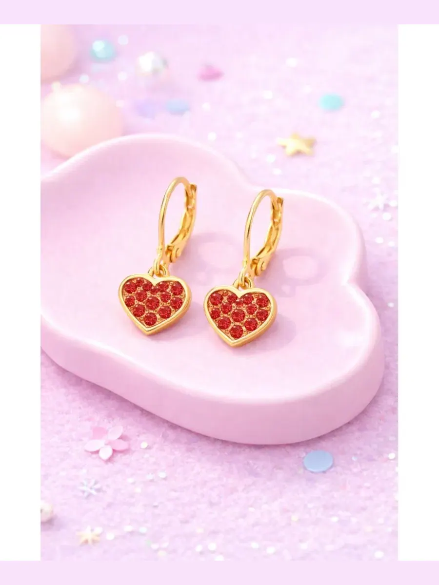 Серьги с подвеской-сердцем, 18K золотое покрытие Chanteur — изображение 3 из 5, оттенок мульти