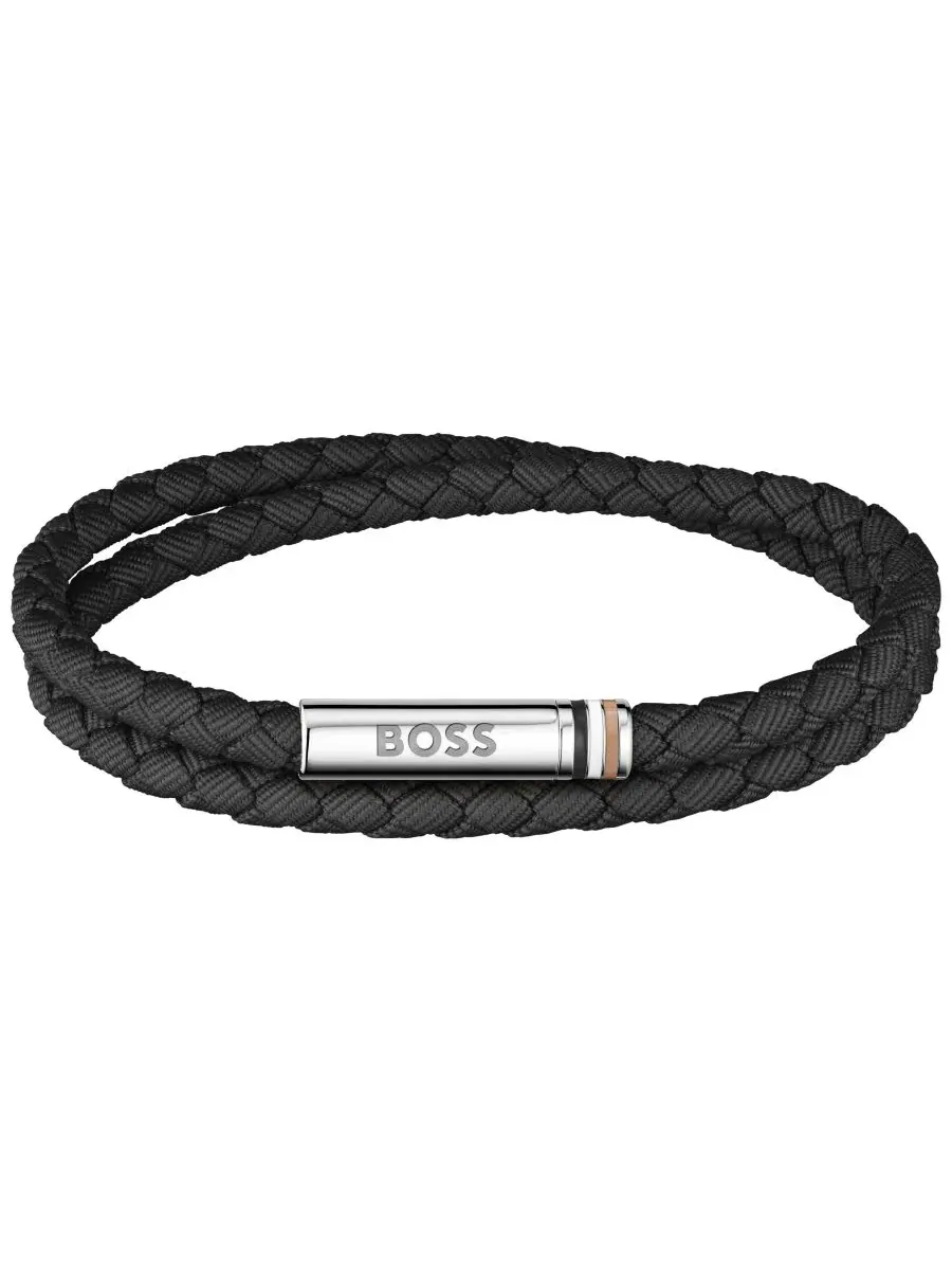 Мужской браслет Ares Summer из нержавеющей стали с черным нейлоновым шнуром Hugo Boss