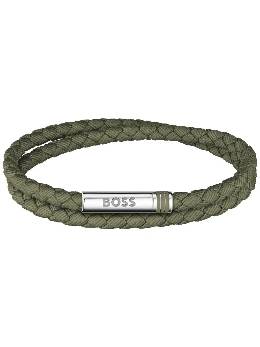 Мужской браслет Ares Summer из нержавеющей стали с зеленым нейлоновым шнуром Hugo Boss
