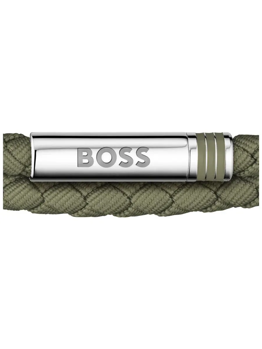 Мужской браслет Ares Summer из нержавеющей стали с зеленым нейлоновым шнуром Hugo Boss — изображение 3 из 3, оттенок зеленый