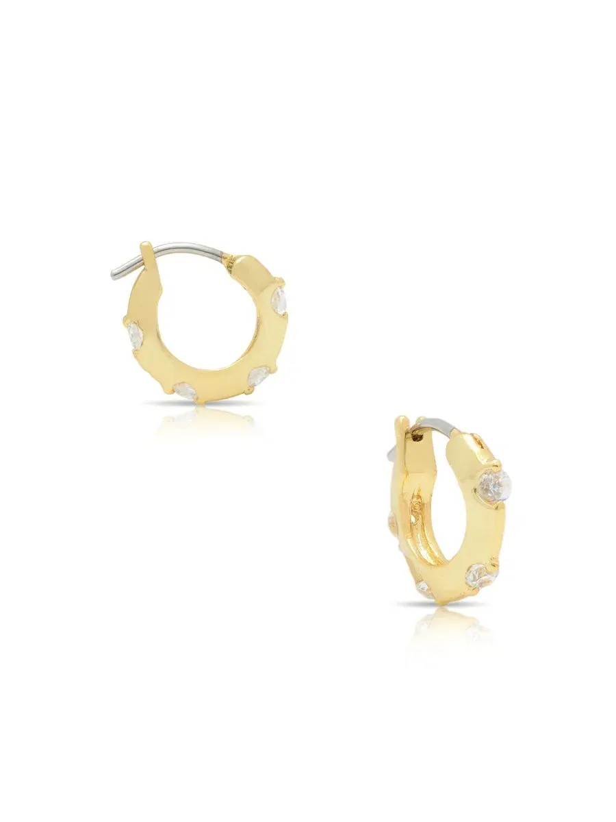 Серьги-кольца с кубическим цирконием, 18K золотое покрытие Lily Nily