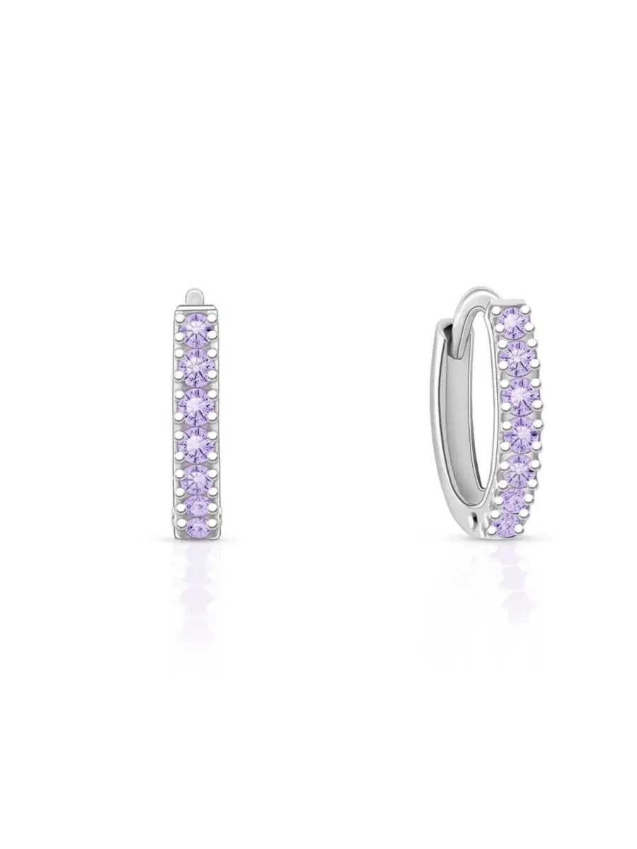 Серьги-кольца с фианитами, модель Timeless Pave Lavender Tiny Blessings