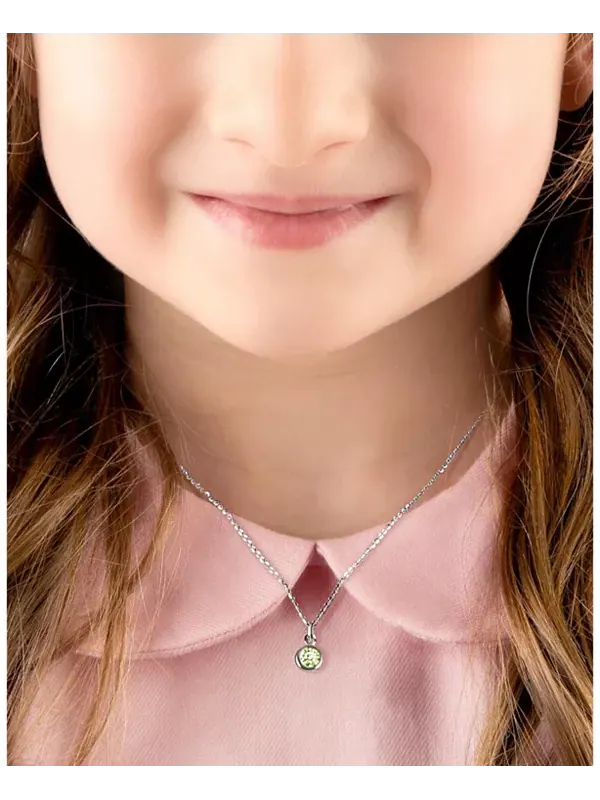 Детское колье из стерлингового серебра с камнями по знаку зодиака для девочек, 12-14 дюймов Tiny — изображение 2 из 3