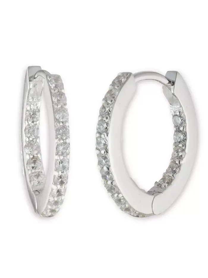 Серьги-кольца Huggie Hoop из стерлингового серебра с кубическим цирконием Ralph Lauren