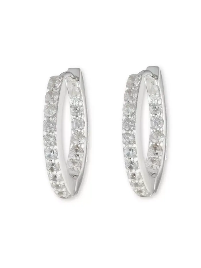 Серьги-кольца Huggie Hoop из стерлингового серебра с кубическим цирконием Ralph Lauren — изображение 2 из 4