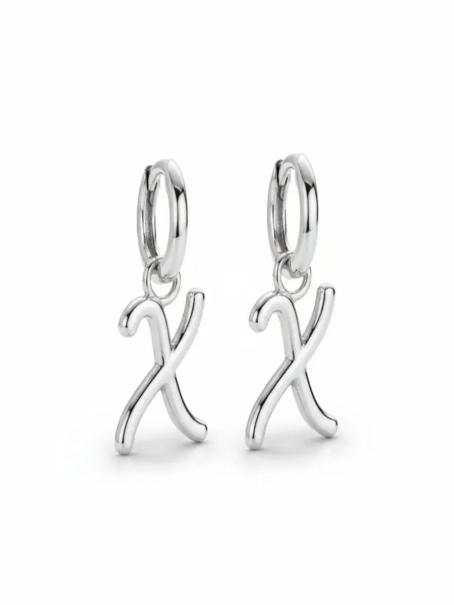 Серьги-пусеты с подвеской-буквой Oak & Luna, Letter x — изображение 1 из 6