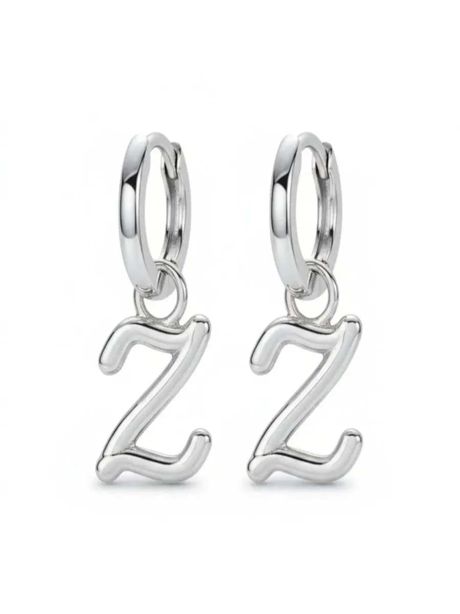 Серьги-пусеты с подвеской-буквой, Mini Signature Initial, из стерлингового серебра Oak & Luna