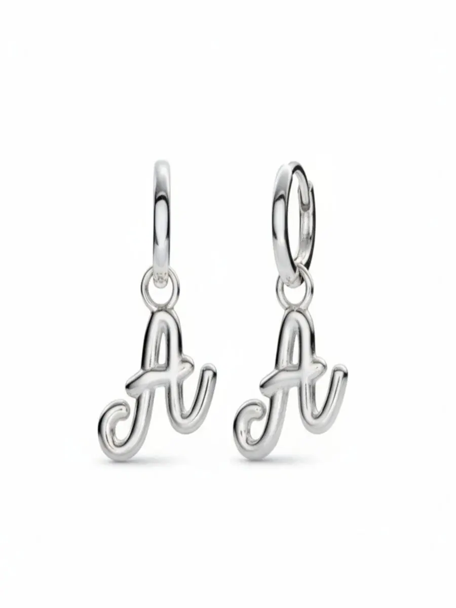 Серьги-пусеты с мини-подвеской-буквой Oak & Luna, Letter A — изображение 1 из 6