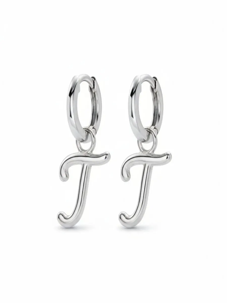 Серьги-конго из стерлингового серебра Mini Signature Initial Oak & Luna, Letter T — изображение 1 из 6