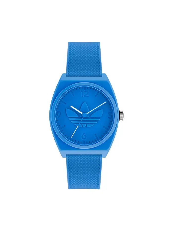 Унисекс-часы Three Hand Project с синим ремешком из смолы, 38 мм adidas