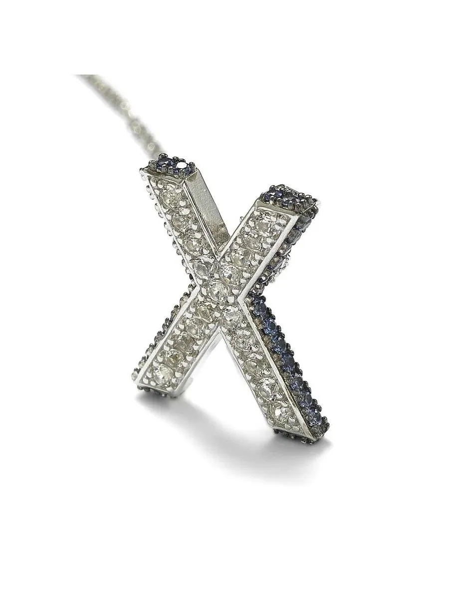 Подвеска-кулон с сапфиром в виде буквы W, Sterling Silver Suzy Levian New York, W — изображение 2 из 5