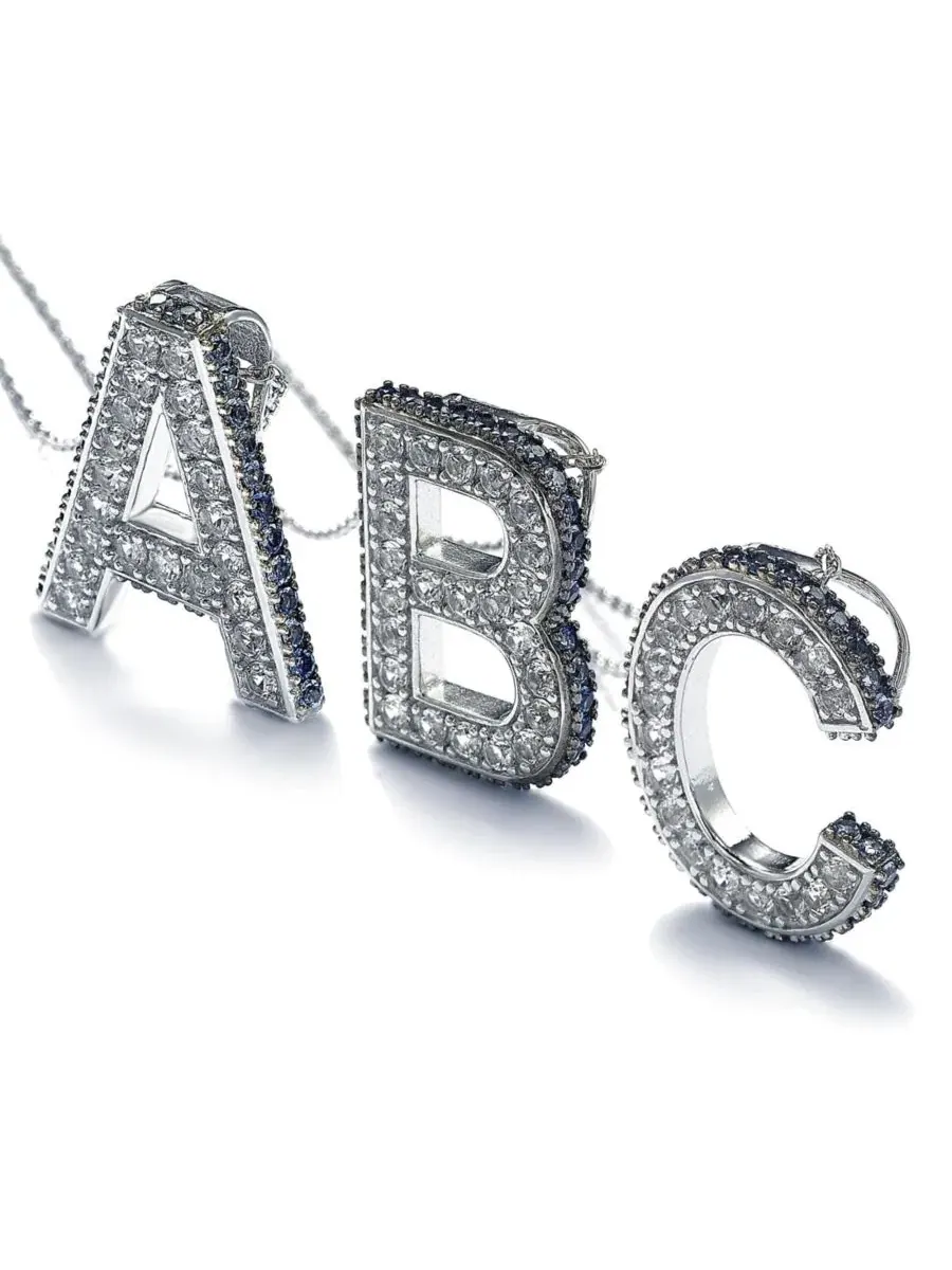 Подвеска-кулон с сапфиром в виде буквы W, Sterling Silver Suzy Levian New York, W — изображение 4 из 5