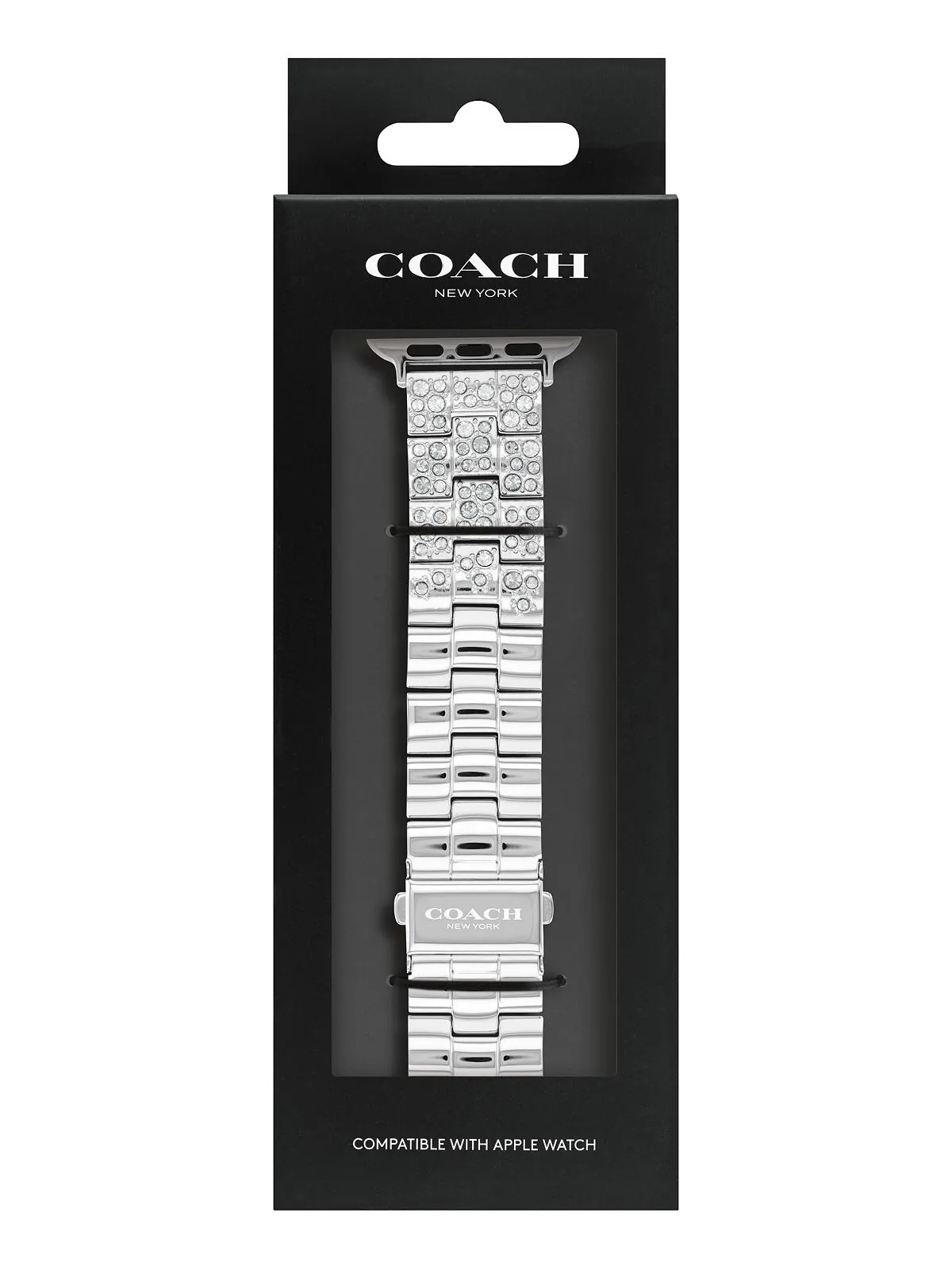 Браслет из нержавеющей стали с кристаллами apple watch, 38, 40, 41 мм COACH — изображение 2 из 4, серебристый