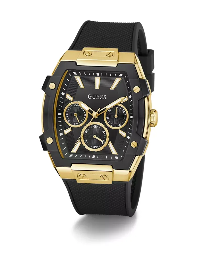 Мужские многофункциональные часы в черно-золотом тоне, 44mm Guess — изображение 2 из 6