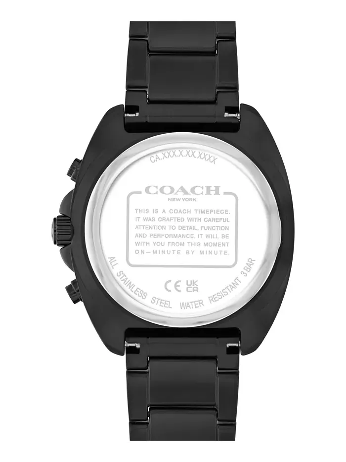 Мужские часы Charter Ionic с черным стальным браслетом, 39 мм COACH — изображение 3 из 6