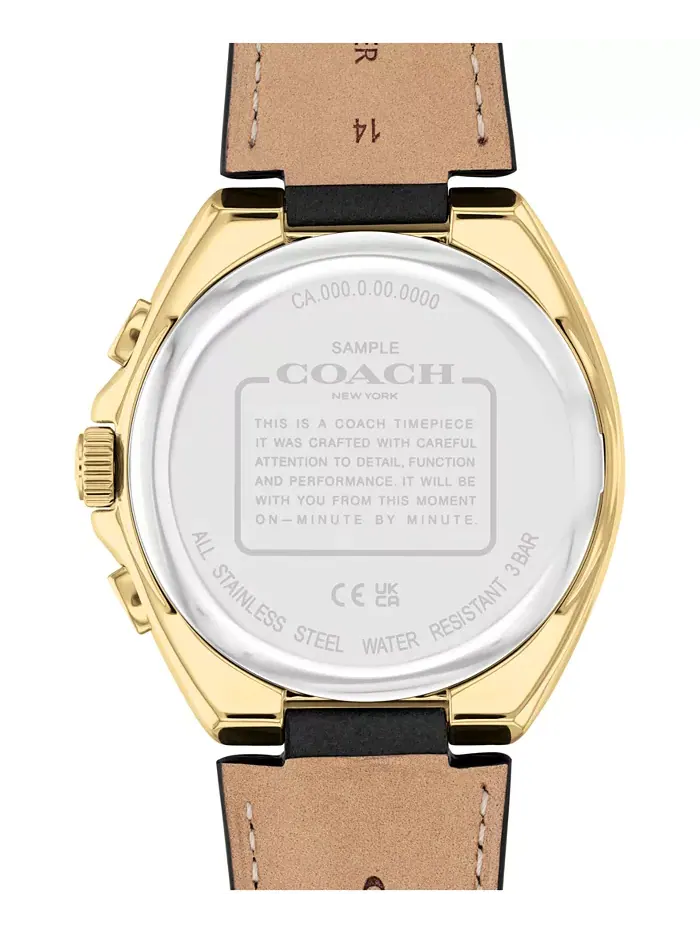 Мужские часы Jackson с черным кожаным ремешком, 45 мм COACH — изображение 3 из 5