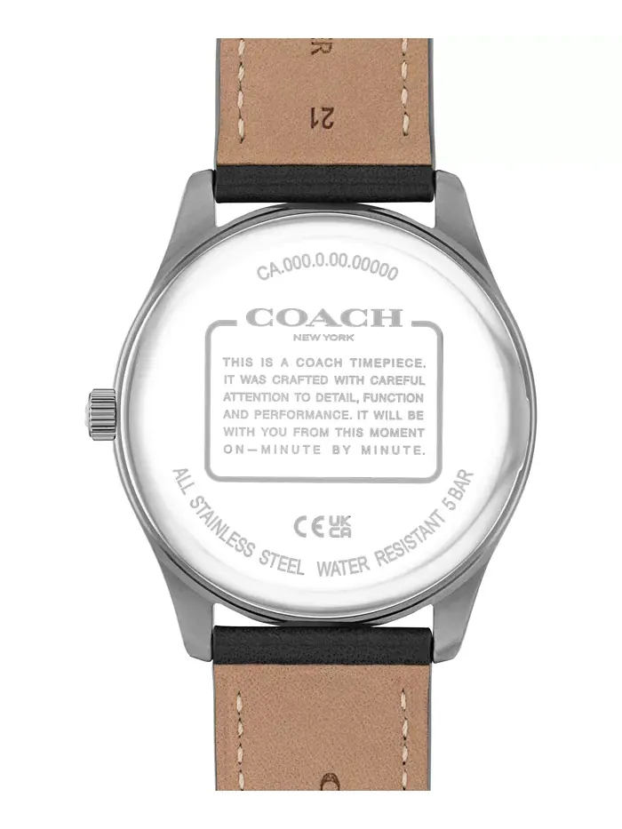 Мужские часы Oliver Black на кожаном ремешке из телячьей кожи, 41 мм COACH — изображение 2 из 6