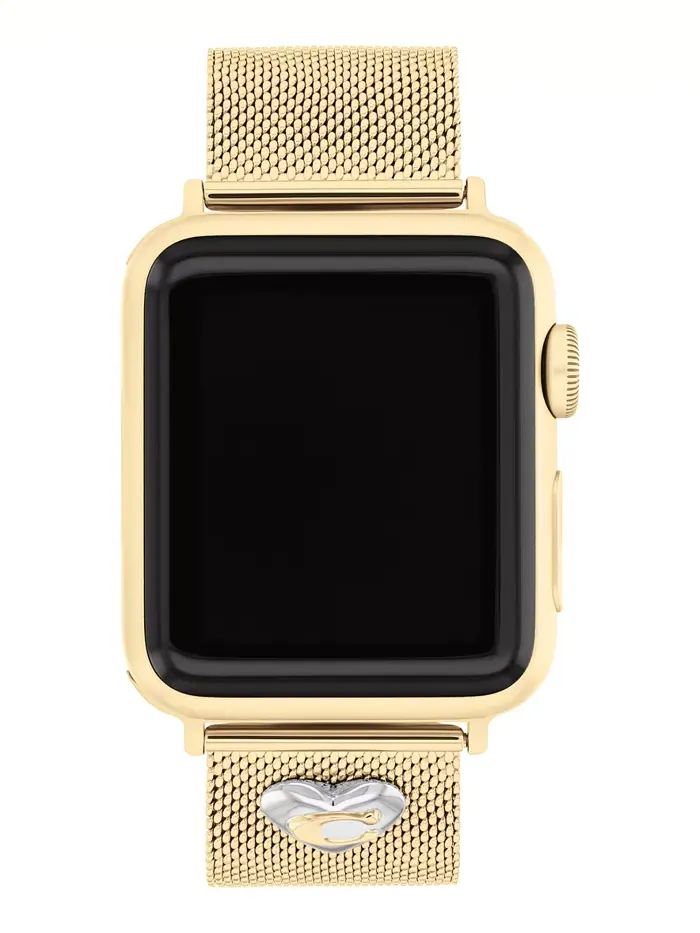 Золотистый браслет из нержавеющей стали с сетчатым плетением для Apple Watch 38, 40, 41 мм COACH