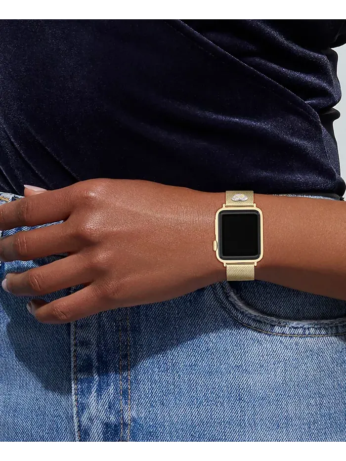 Золотистый браслет из нержавеющей стали с сетчатым плетением для Apple Watch 38, 40, 41 мм COACH — изображение 5 из 5